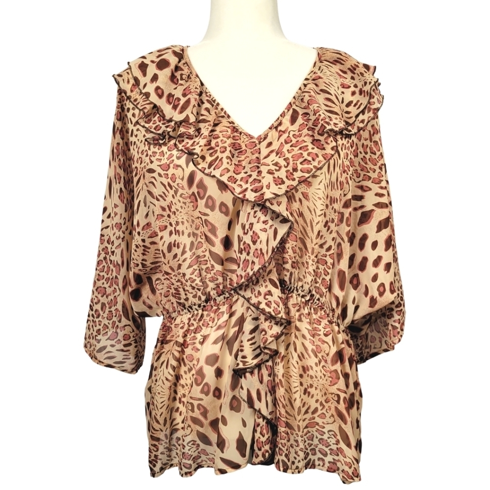 Adiva - Animal Print Top - Size Large